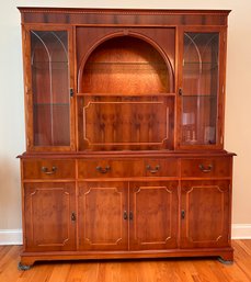Yew Wood Two Piece Arch Bar Display Cabinet