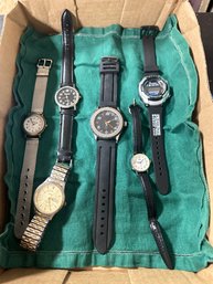 Collection Six Watches Different Styles Leather & Chain - Timex Indiglo, Eiger, Armitron, Quartz. TA/A4