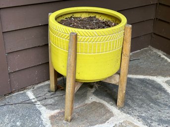 Yellow Ceramic Planter Pot With Stand