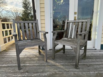 Pair Of Outdoor Teak Armchairs