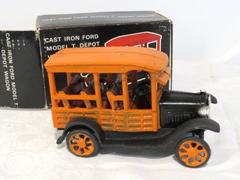 Vintage New In Box Cast Iron Ford Model T Depot Wagon