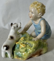 Ca. 1941 F.g. Doughty For Royal Worcester '2 Babies' Porcelain Figurine