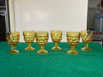 Set Of 6 Yellow Glass Goblets