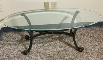 Oval Metal & Glass Cocktail Table