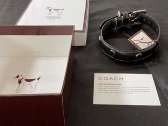 New Coach Black Leather  Logo Pet Collar