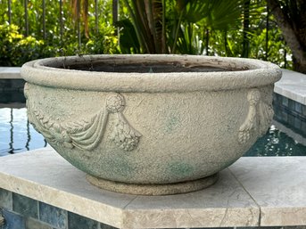 A Cast Fiberglass Outdoor Planter - Great Look Of Stone Without The Weight!