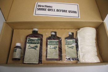 New In Box Grady's Old World Formula Wood Polish, Leather Cleaner, Stain & Water Protector, Etc