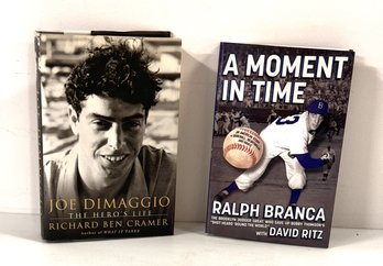 Two Vintage Books - Author Signed Copy Of 'A Moment In Time' And Joe Dimaggio ' A Hero's Life'