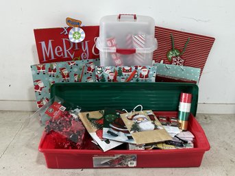 A Great Assortment Of Holiday Wrap, Bag, Bows & More