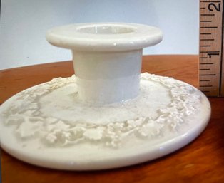 1960s White On White Wedgewood Candlestick Pair