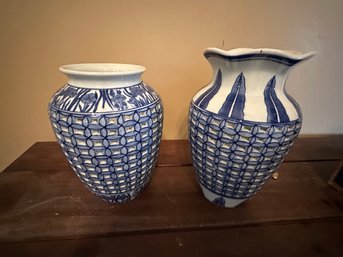 Two Beautiful Ct Out Blue And White Chinese Vases