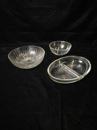 Glass Bowls And Divided Dish