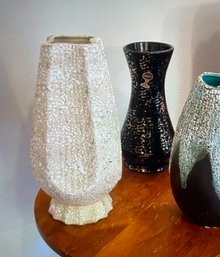MCM 1960s Taupe, Cream & Gold Textured Ceramic Vase