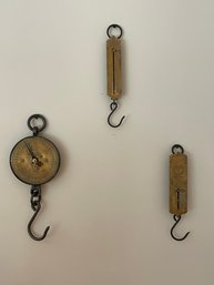 Collection Of 3 Antique Hanging Spring Balance Scales Salters Landers