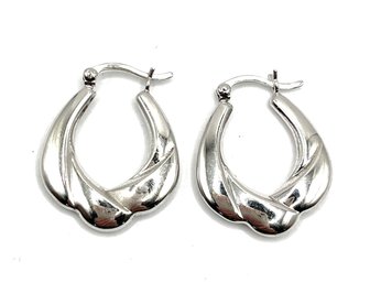 Sterling Silver Ornate Hoop Earrings