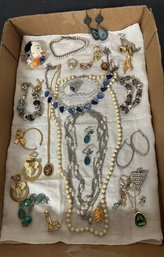 Beautiful Collection Lot Of Jewelry Necklaces, Ear Rings, Bracelets, Rings, Pins Multicolors. TA/A4