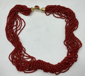 Elegant Coral Twist Multi Strand Necklace