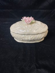 Porcelain Embossed Footed Trinket Box