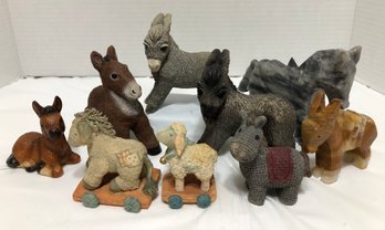 Lot Of Donkeys - Cherished Teddies, Carved Stone And More