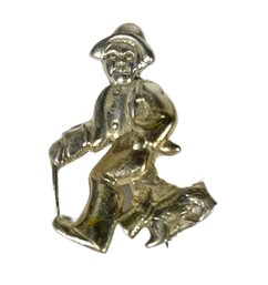 Sterling Silver Hummel Type Brooch Boy Walking Dog