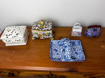 Grouping Of Five Porcelain Boxes