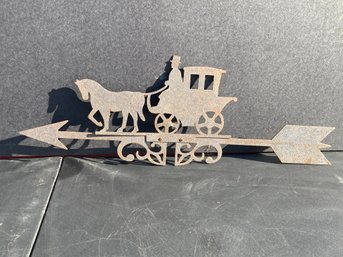 Fine Vintage Silhouette Weathervane Of A Coachman With Horse