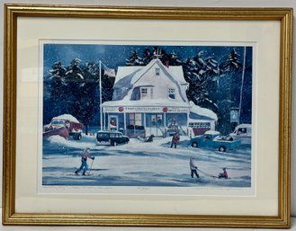 Vintage Framed Print - Town Landing Market Falmouth ME - Pencil Signed Numbered By David Clough - 19.5 X 25.5