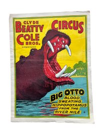 Clyde Beatty Cole Bros. Circus Poster 28 By 21