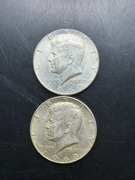 2 Kennedy 40 Silver Half Dollars 1968-D, 1969-D