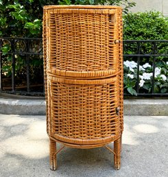A Vintage Mid Century Rattan Commode