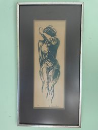 Vintage, Signed Nude Woodblock Print.