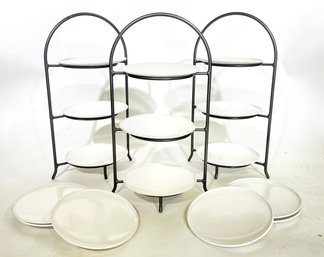 A Set Of Three Tiered Serving Stands And Melmac Serving Platters -  New Never Used