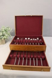 40pc Supreme Cutlery Japan Vintage Stainless Flatware In Lined Wood Preservation Box