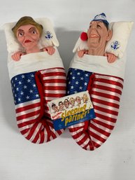 Pair Of Vintage Ronald Reagan And Nancy Funfeet Slippers From Linden By Spitting Image - New W/ Tags - Size L