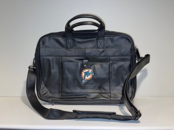 Vintage Miami Dolphins Leather Briefcase Bag
