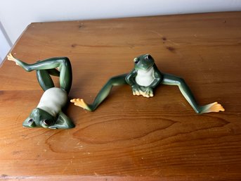 Pair Of Franz Amphibia Collection Frog Figurines