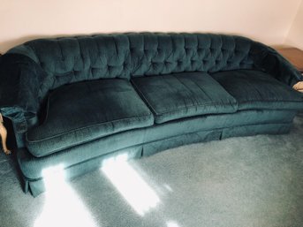Teal Tufted Curved Sofa
