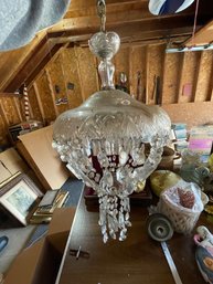 LOT OF SILVERPLATE AND A GLASS CHANDELIER