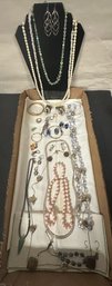 Very Nice Collection Lot Of Jewelry Different Styles Ear Rings, Necklaces, Rings, Pins, Bangle. TA/c4