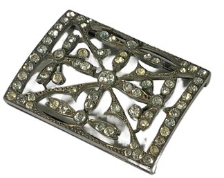 Antique Silver Paste Buckle Having White Stones Victorian