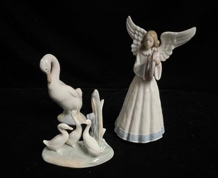 Lladro Angel And Geese Figurines