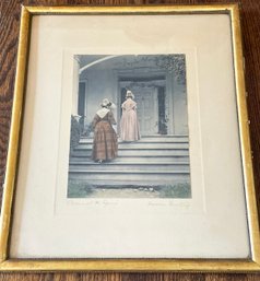 An Antique Hand Tinted Photograph Signed Wallace Nutting 'Callers At The Squires' '