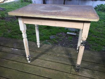 Great Old Pre 1900s Country Bakers / Work Table - Top Was Left Unpainted Because It Was Used For Making Bread