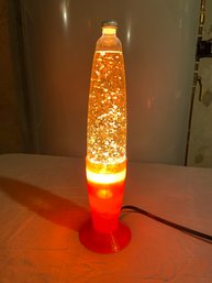 Gold And Silver Glitter Lava Lamp Orange Base 13in