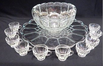 EAPG Punch Bowl W/10 Cups - Pattern Is Dominion Clear By Smith Glass Co. C.1915-20.