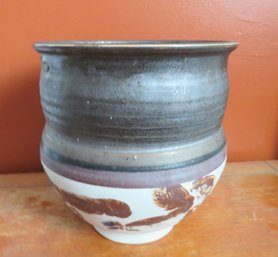 Raku Style Studio Pottery Vase Planter