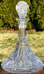 Vintage Large And Heavy Pressed Glass Ships Decanter