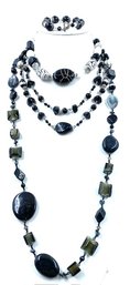 Collection Of Black Glass & Smoked Glass Bead Jewelry