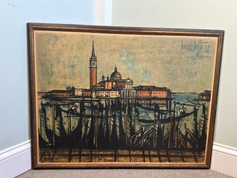 Vintage Bernard Buffet 'Venice Isola Di San Giorgio' Framed Lithograph