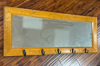 A Vintage Mirror And Hook Unit